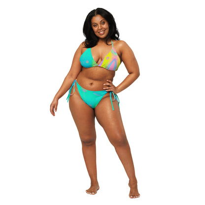 Cosmic Highway All-over print recycled string bikini